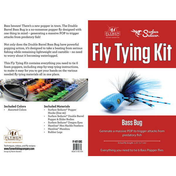 Flymen Surface Seducer Double Barrel Bass Popper Fly Tying Kit - Feather Craft Fly Fishing