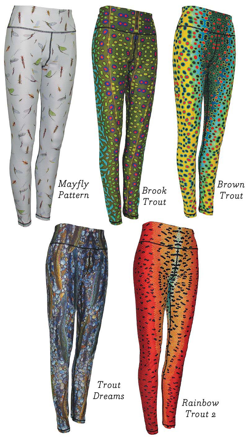 Womens All Sport Fish Print Leggings - Feather Craft Fly Fishing