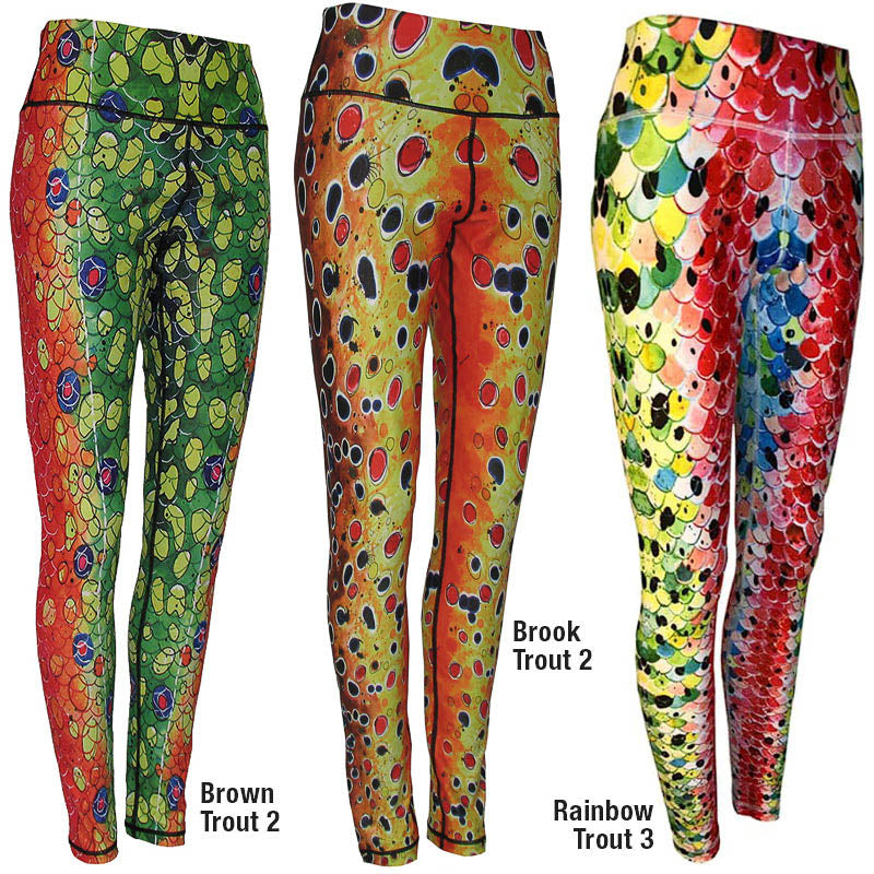 Womens All Sport Fish Print Leggings - Feather Craft Fly Fishing