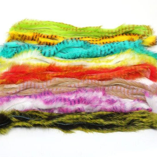 Barred Polychrome Rabbit Strips - Feather Craft Fly Fishing