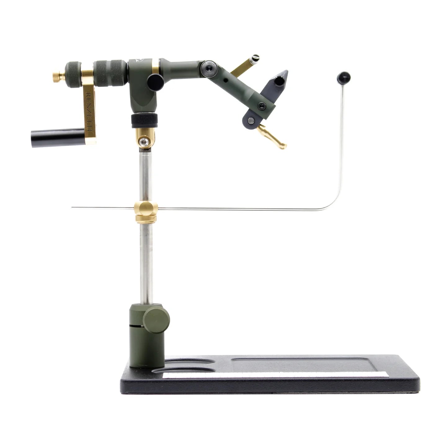 Renzetti Green Anodized Masters Vise With Extend Crank Arm - Hinged Stem & Streamer Base M6014 - Feather Craft Fly Fishing