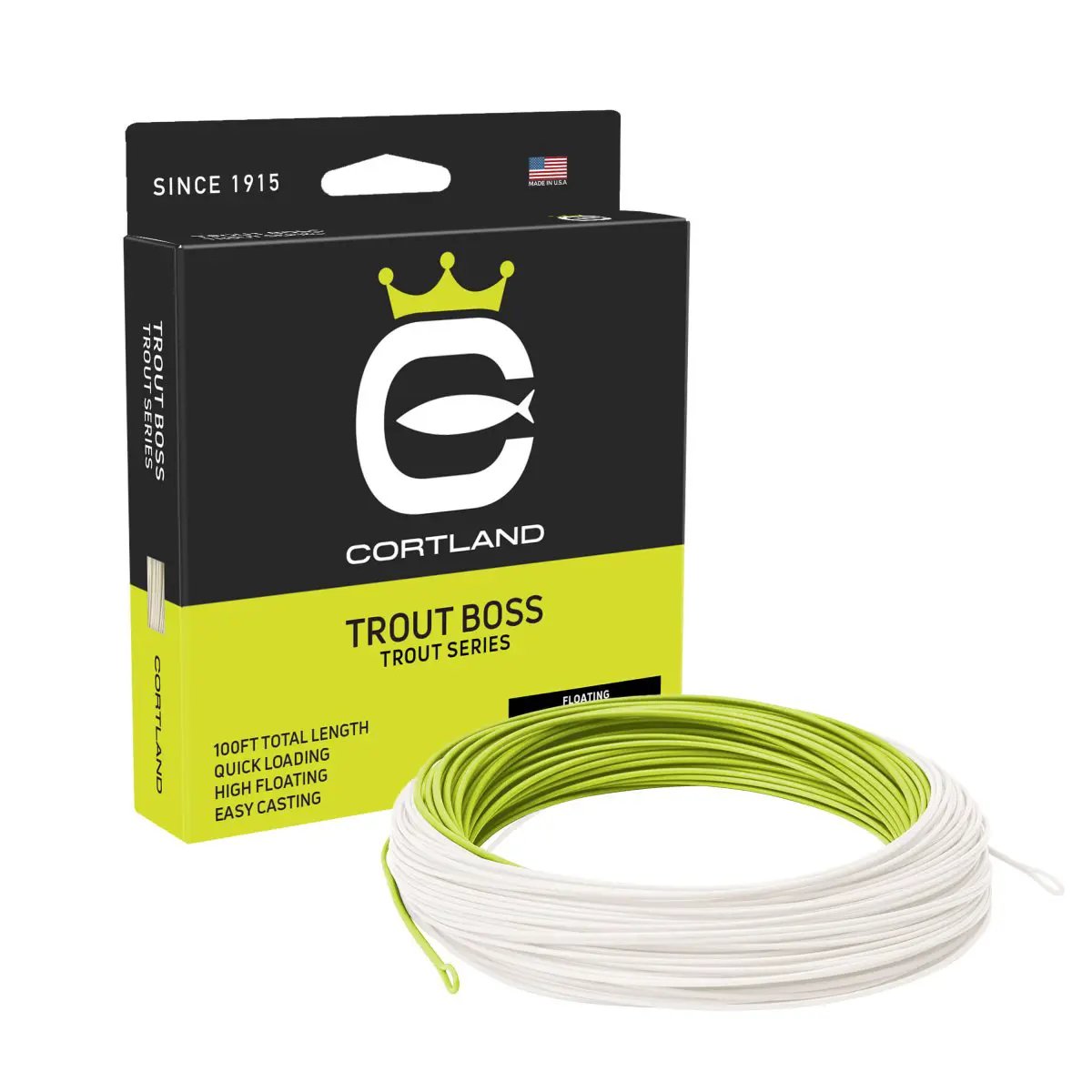 Trout Boss Chartreuse / White by Cortland Line Company