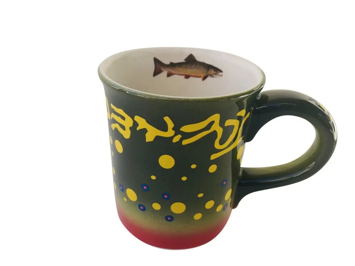 Hand Painted Stoneware Trout Mugs by Feather Craft
