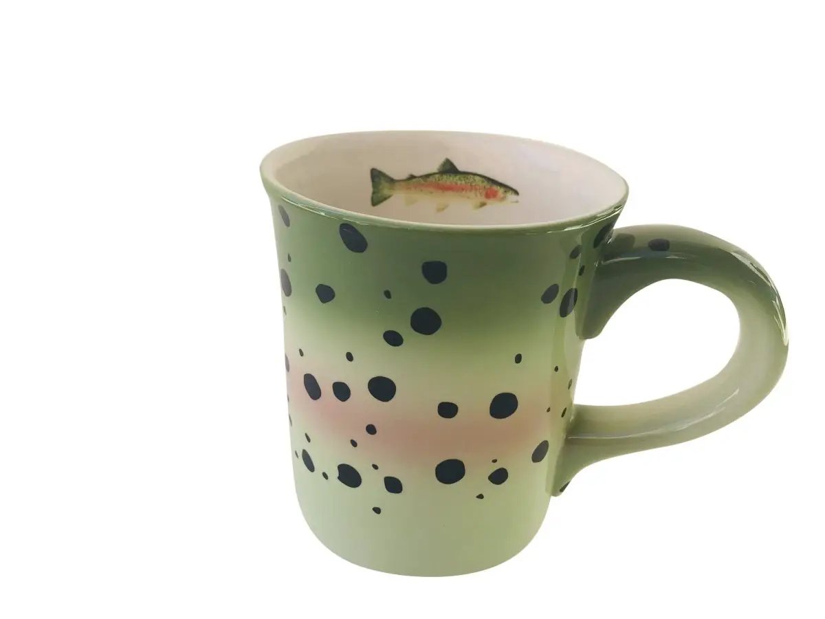 Hand Painted Stoneware Trout Mugs by Feather Craft