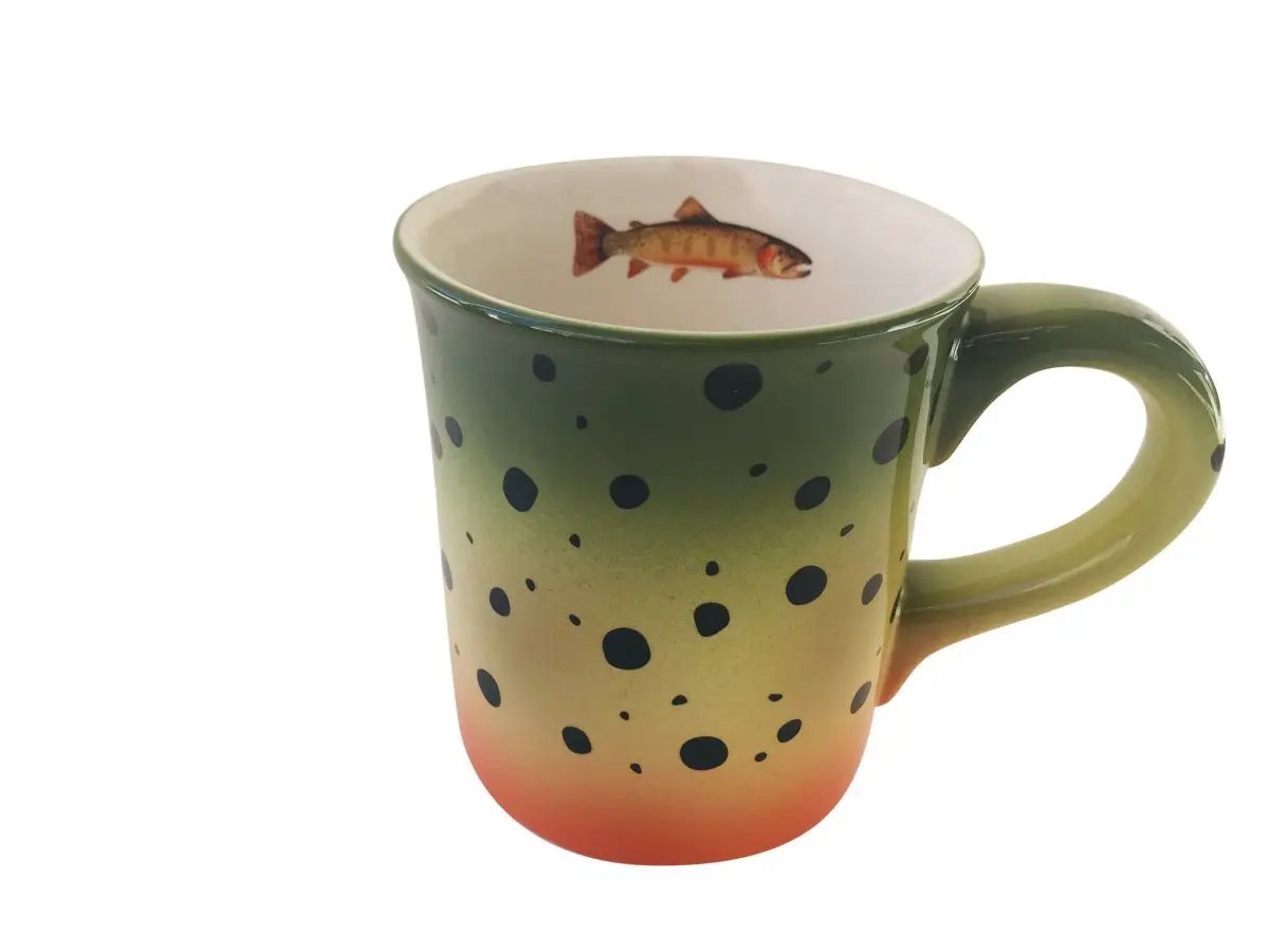 Hand Painted Stoneware Trout Mugs by Feather Craft