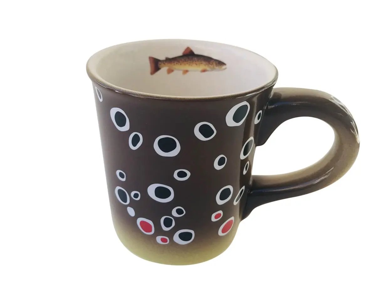 Hand Painted Stoneware Trout Mugs by Feather Craft