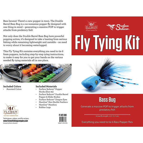 Flymen Fishing Company - Surface Seducer Double Barrel Bass Popper Fly Tying Kit - Feather Craft Fly Fishing