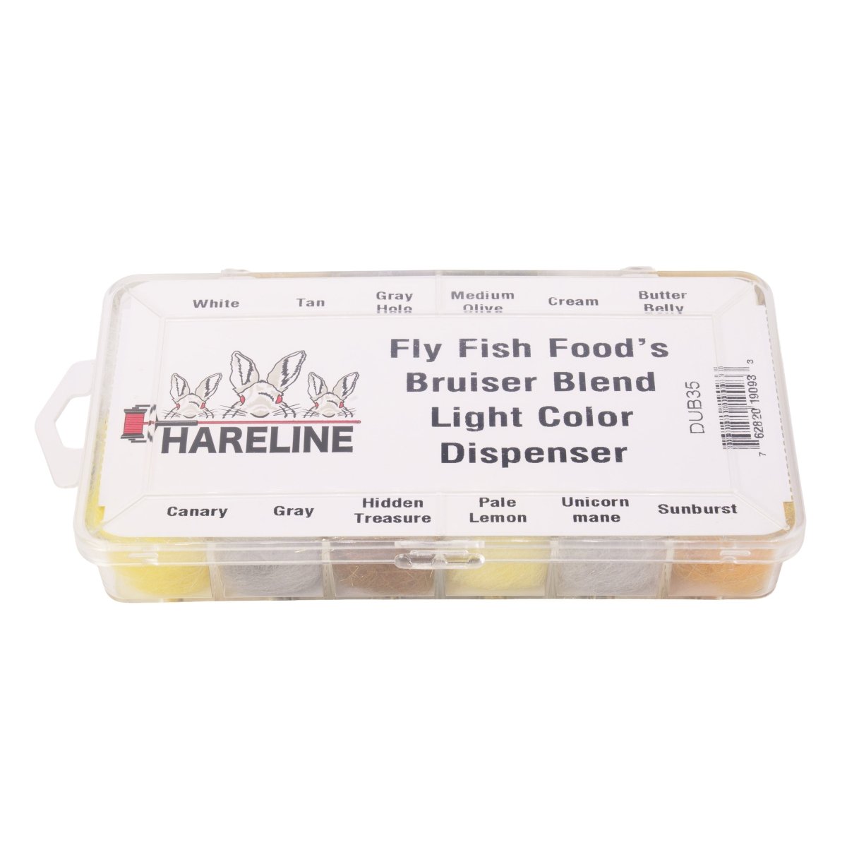 Hareline Dubbin - Fly Fish Food Bruiser Blend Light Colors Dispenser - Feather Craft Fly Fishing