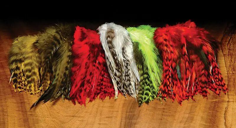 Strung 4"-6" Grizzly Variant Saddle Hackle by Hareline Dubbin