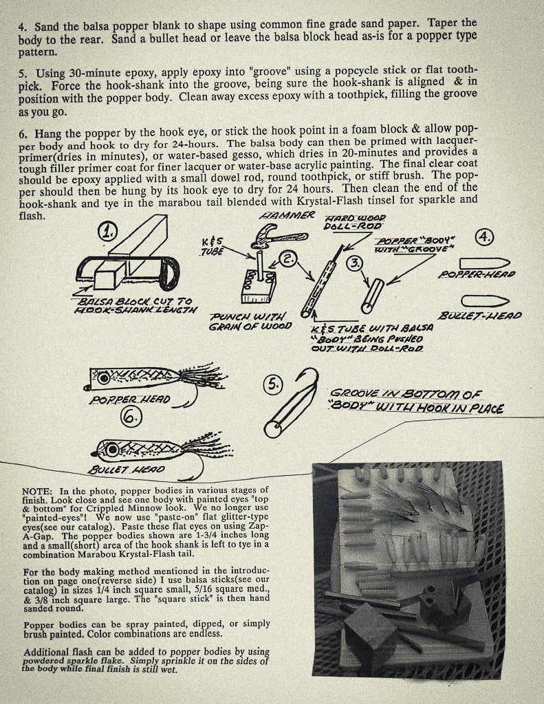 Baitfish Poppers - Pattern Sheet 788 - Feather Craft Fly Fishing