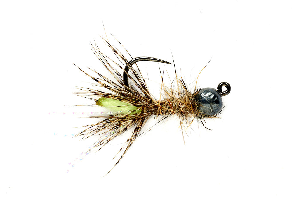 Peeping Caddis Jig Burnt Green - Feather Craft Fly Fishing