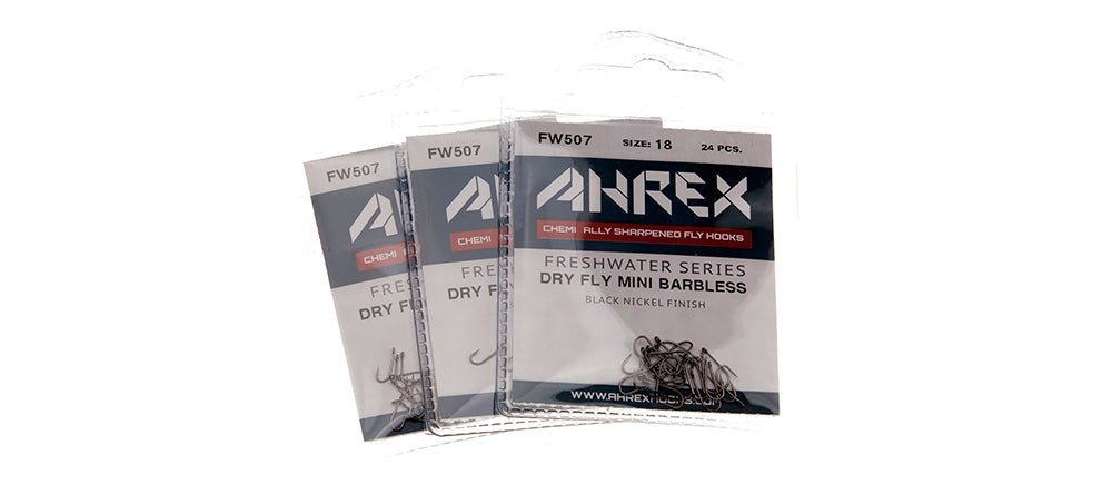 Ahrex - Ahrex FW507 Freshwater Dry Fly Mini - Barbless Hook - Feather Craft Fly Fishing