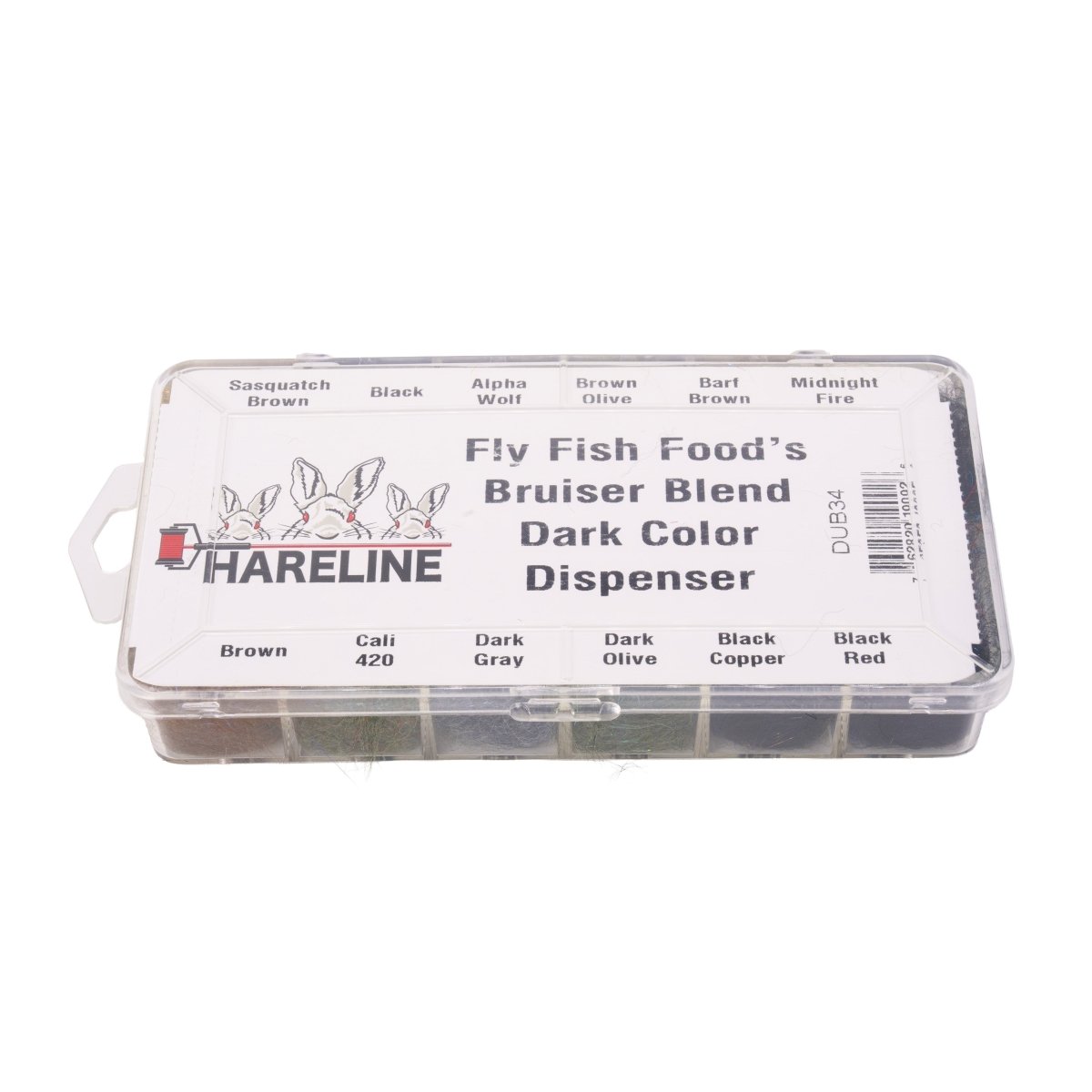 Hareline Dubbin - Fly Fish Food Bruiser Blend Dark Colors Dispenser - Feather Craft Fly Fishing