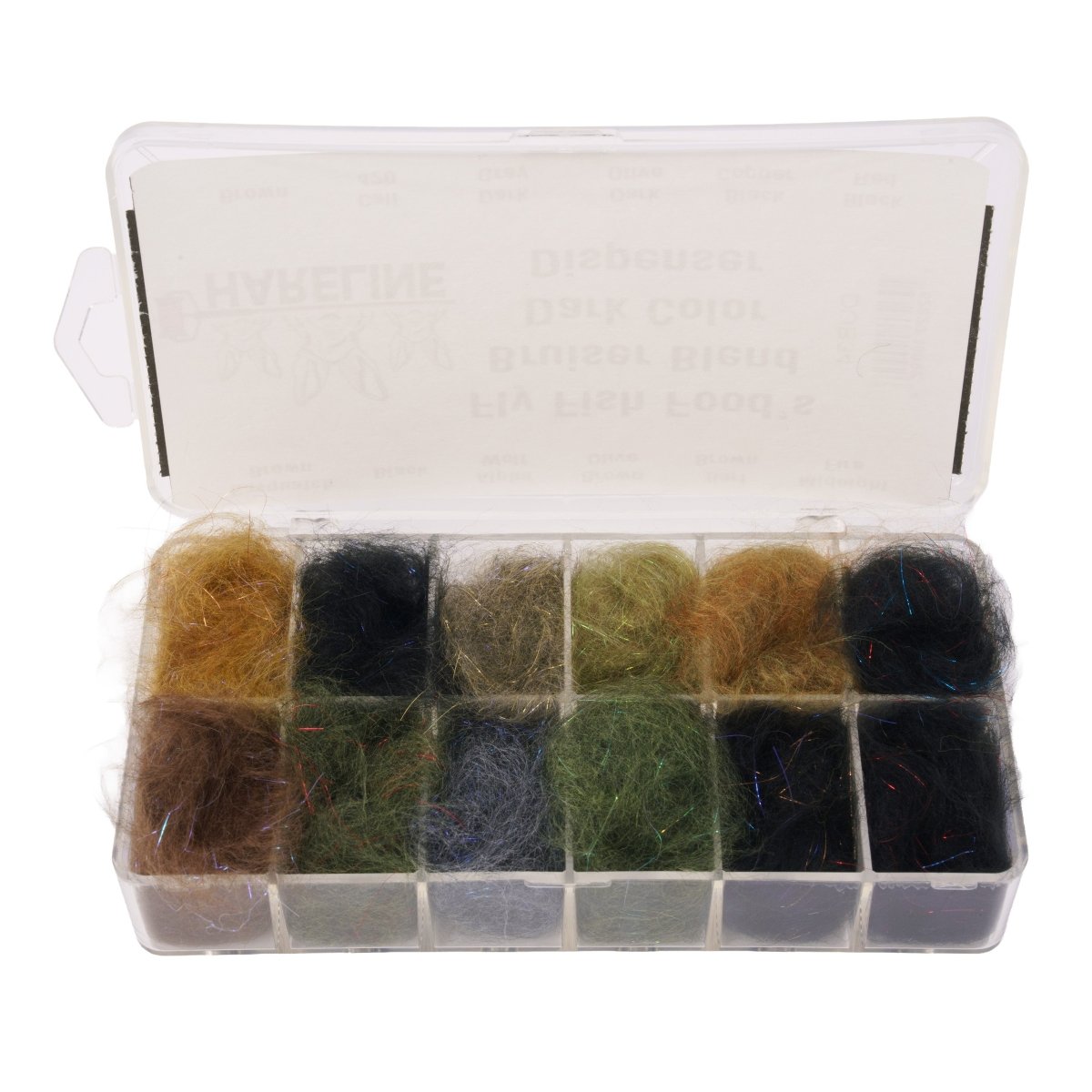 Hareline Dubbin - Fly Fish Food Bruiser Blend Dark Colors Dispenser - Feather Craft Fly Fishing